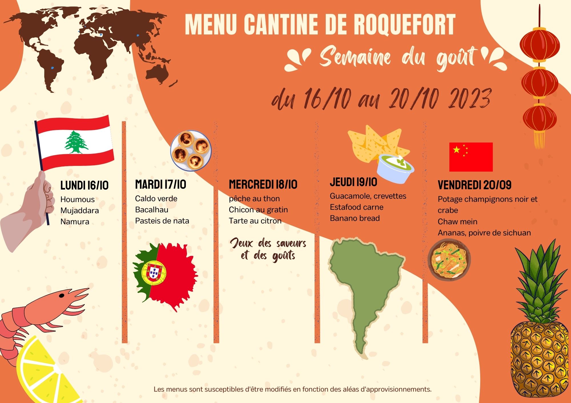 Menu cantine de Roquefort