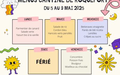 MENUS DE LA CANTINE DU 5 AU 9 MAI 2025