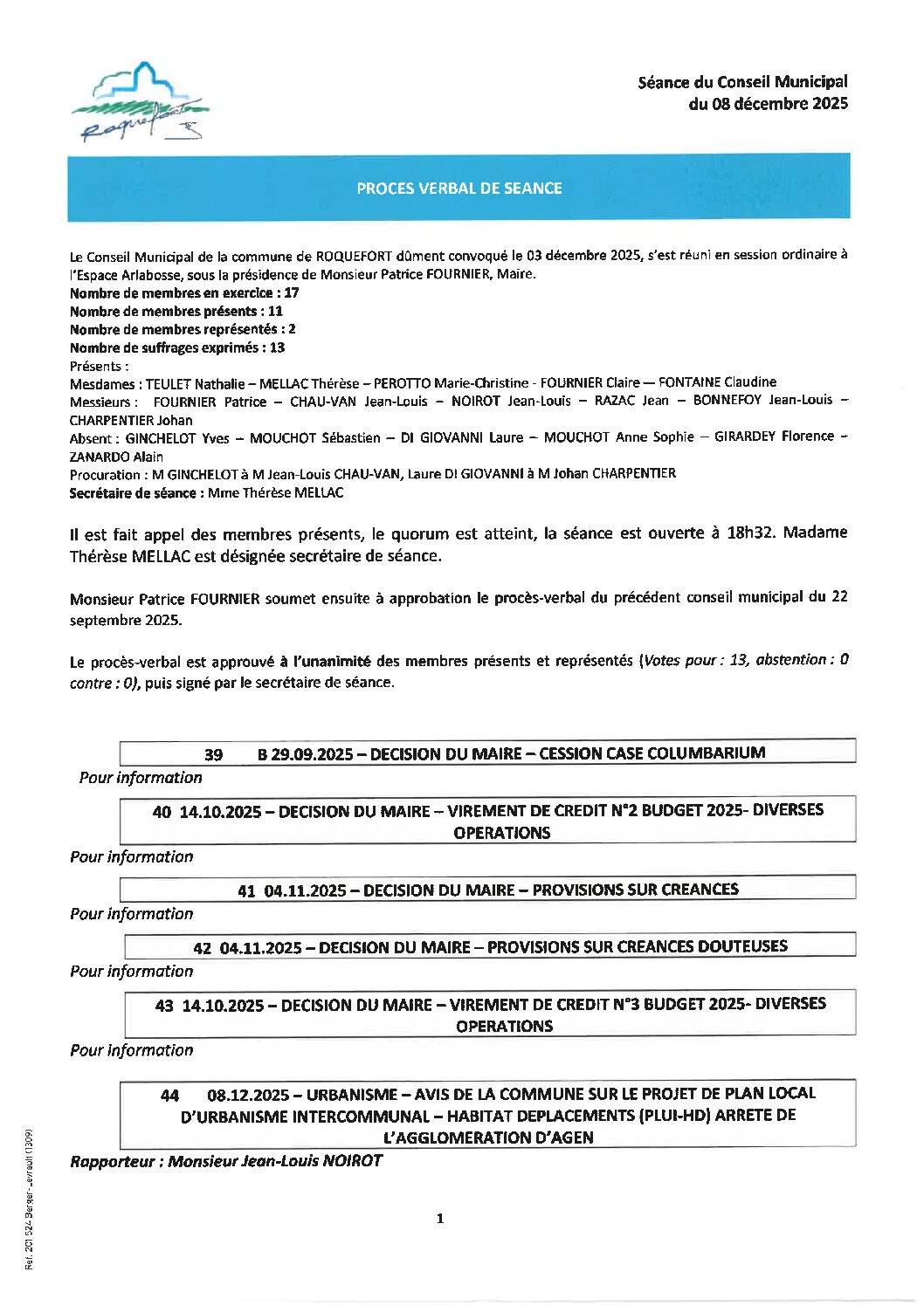 Procès-verbal du 08-12-2025