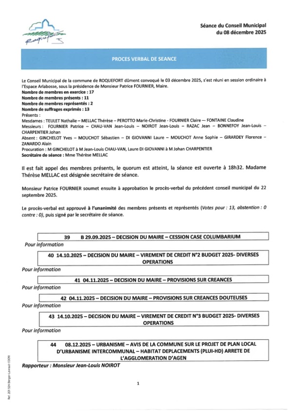 Procès verbal de séance 08 12 25