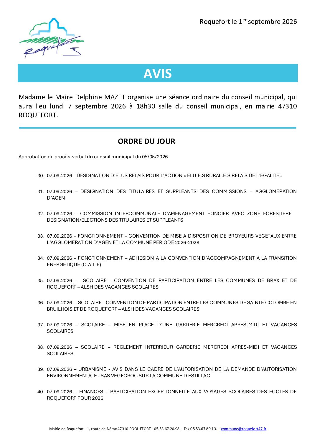 2. Avis CM 07.09.2026